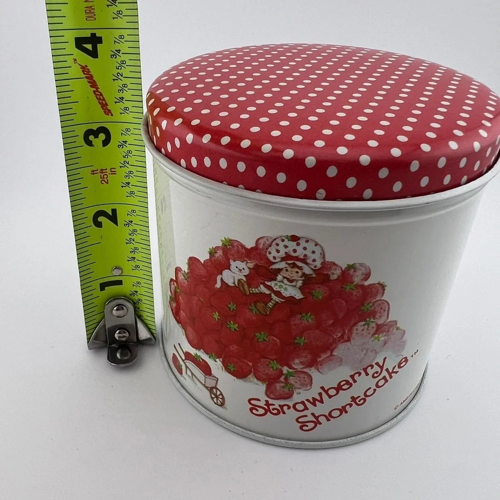 Vintage Strawberry Shortcake Tin 1980s American Greetings Polka Dot Lid